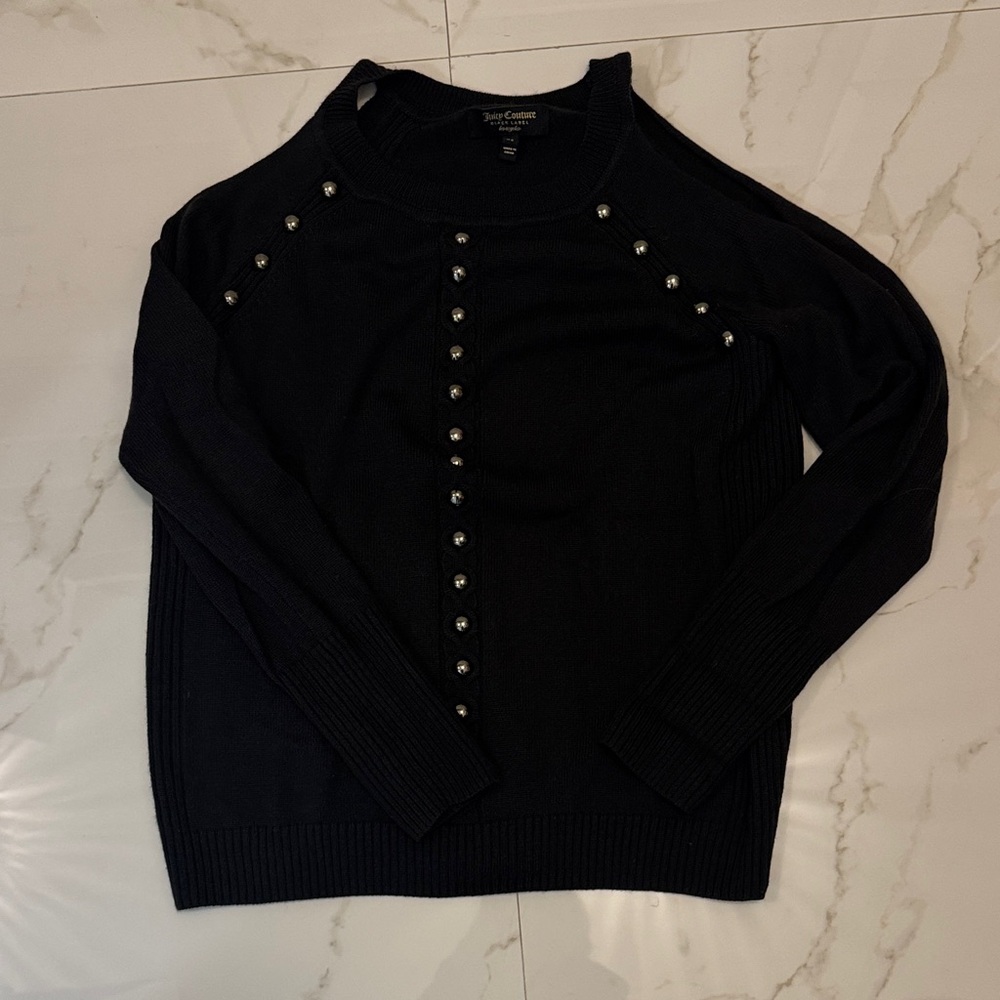 Juicy Couture Black Label Sweater with Silver Button Accents
